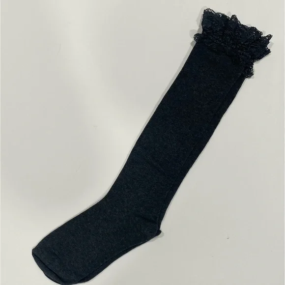 NWOT Charcoal Knee High Lace Socks - Picture 2 of 5